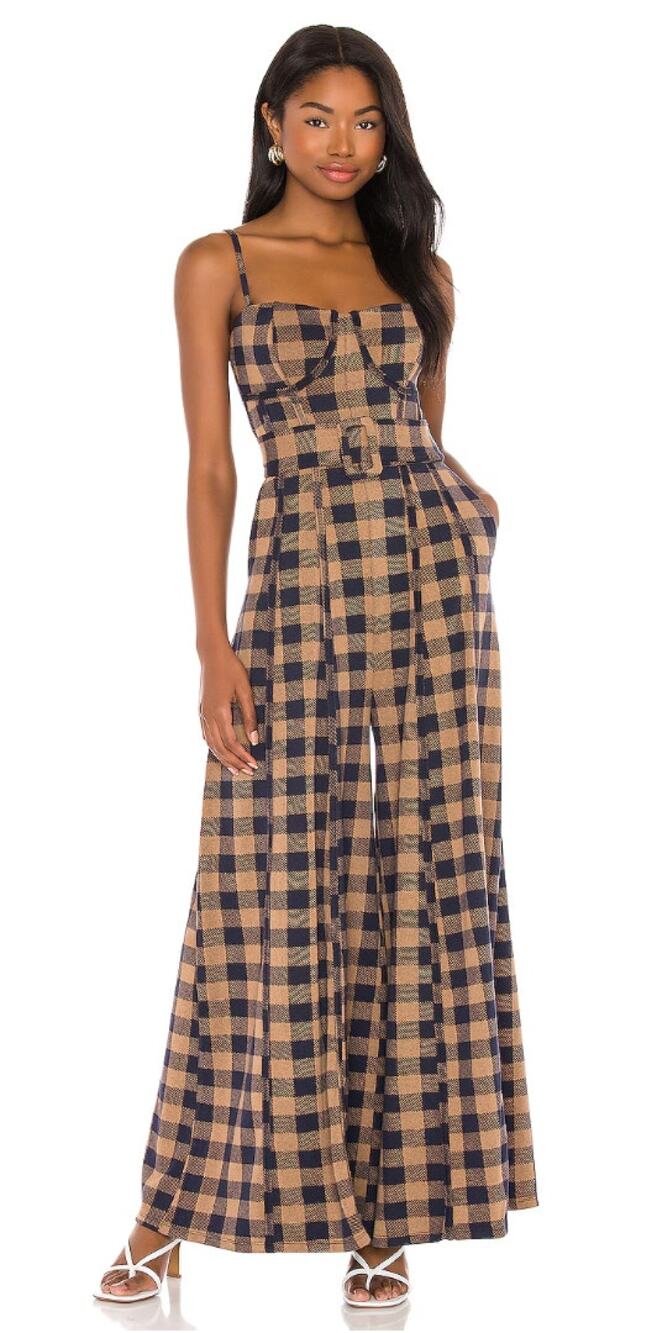 Free People Hold Me Tight Jumpsuit Indigo Combo Large